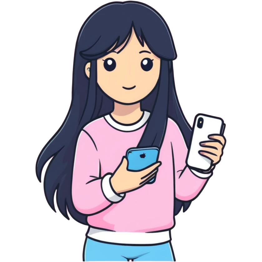 Girl with long black hair all in pink in her hand iPhone  emoji