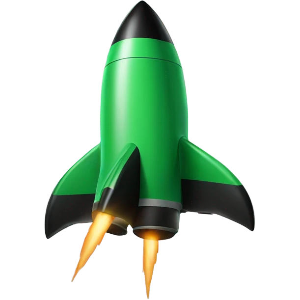 green and black rocket ship emoji