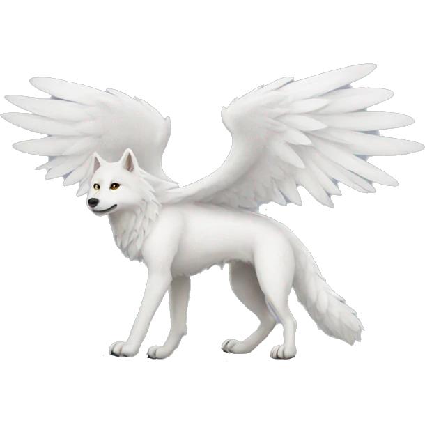 White Winged Wolf full body emoji