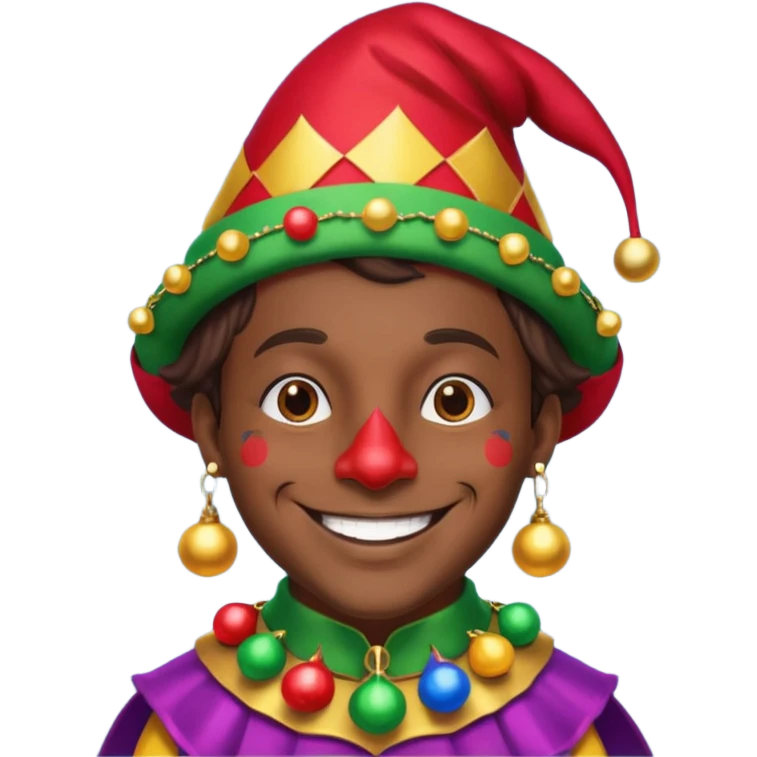 Dark brown skin jester  emoji