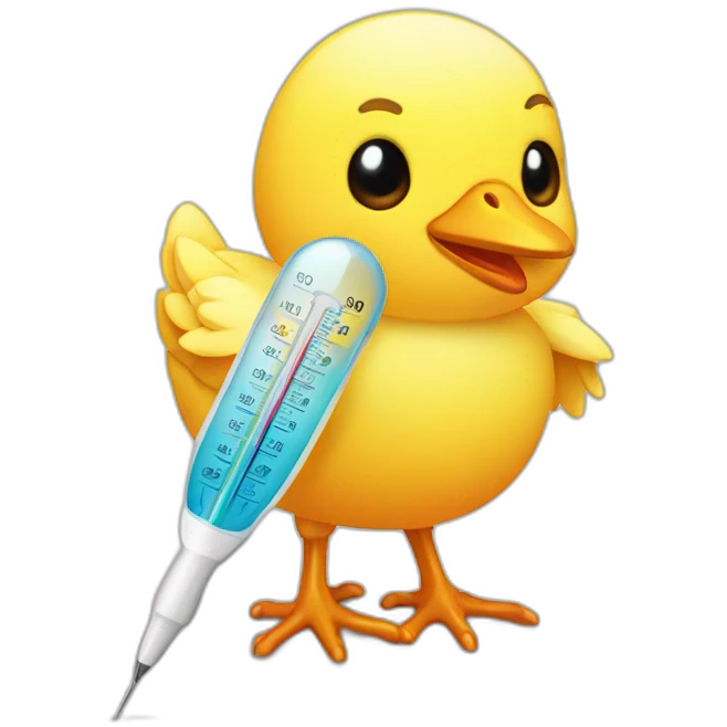 hatching chick emoji with thermometer  emoji