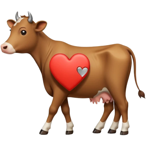 cow emoji walking away from broken heart, simple and expressive emoji