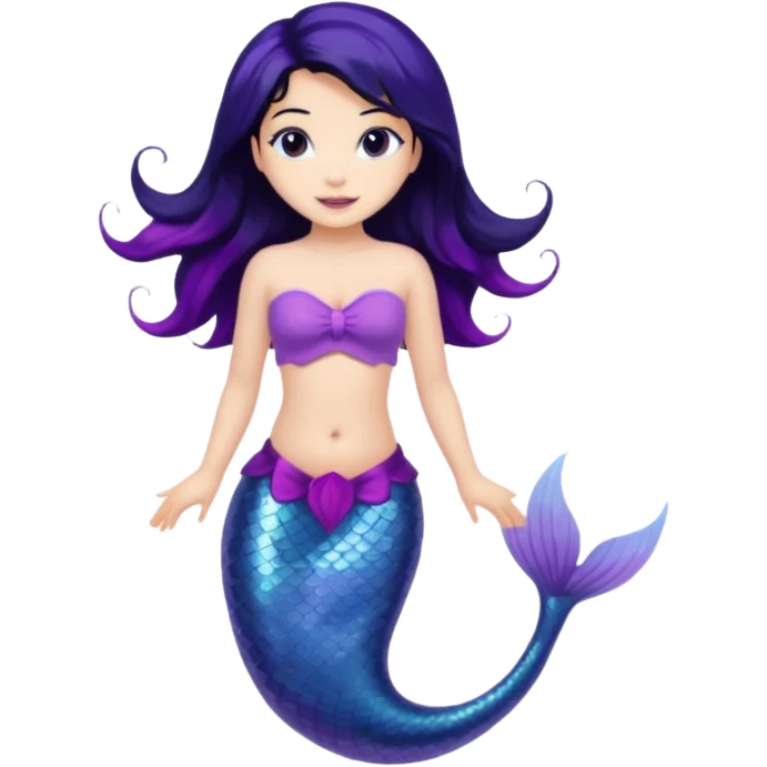 Mermaid with black hair and purple tail  emoji