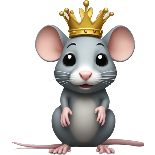A rat with a crown bending over, showing his tail emoji