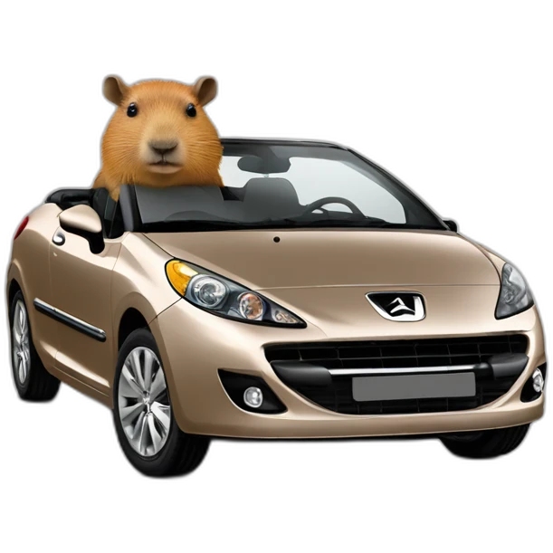 capybara in a peugeot 207 coupé cabriolet emoji