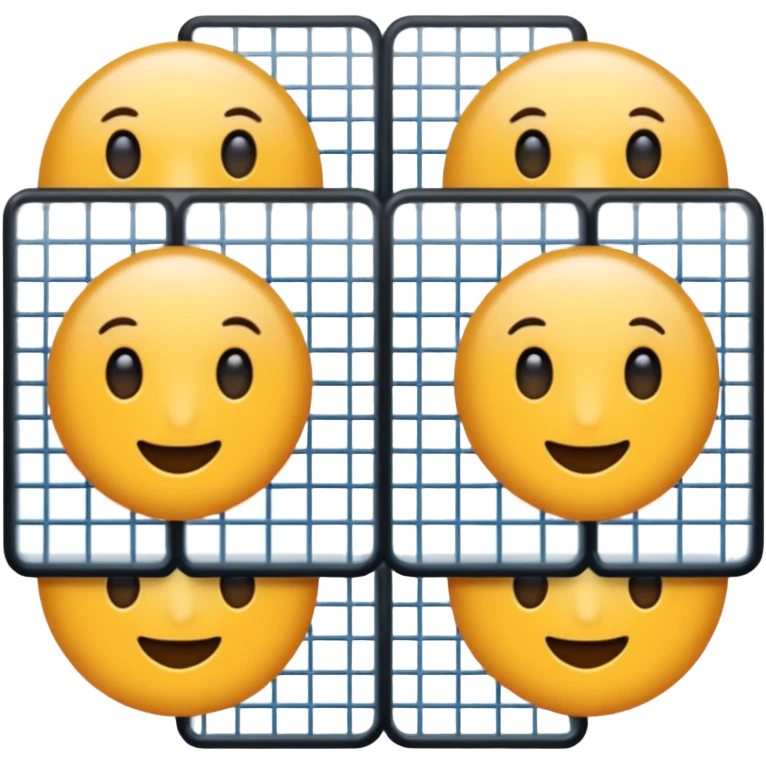 overlapping images, one realistic and one digital grid emoji