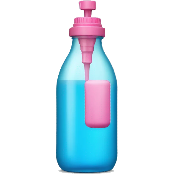 blue bottle with pink pump emoji