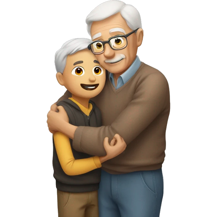 Grandfather huggings with a boy emoji