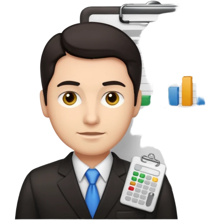 male dark hair auditor with spreadsheet emoji emoji