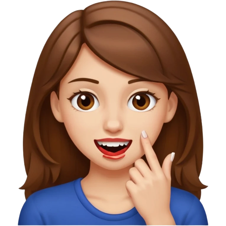 Une fille brune et blanche qui se mord l'ongle avec ses dents comme si elle draguait qqn emoji