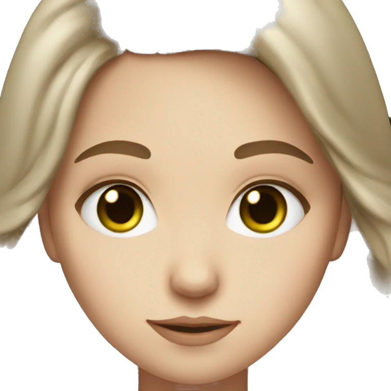 White Girl that has green eyes, brown hair emoji