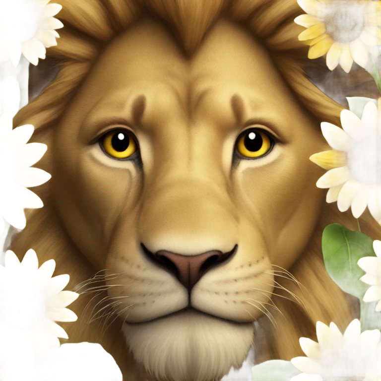 Lion in sunflower emoji