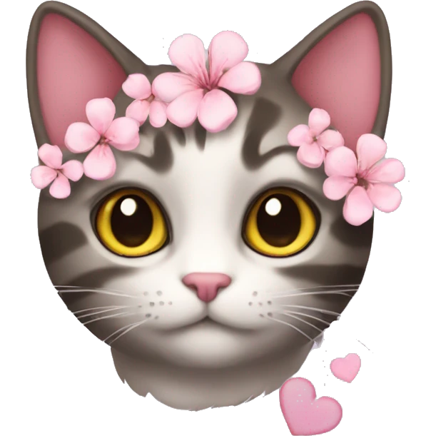 cat with sakura hearts emoji