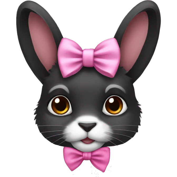 black lionhead rabbit with pink bow emoji