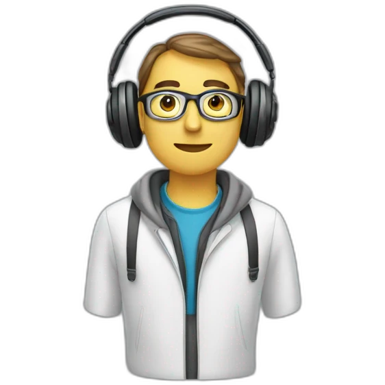 programmer with headphone , eyeware emoji