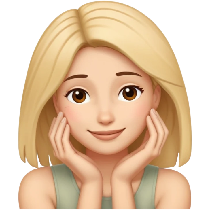 Exhausted but smiling woman with head resting on palm emoji