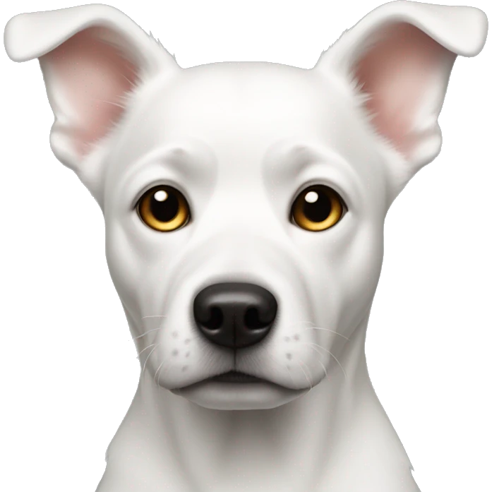 white dog with black spot on right ear emoji
