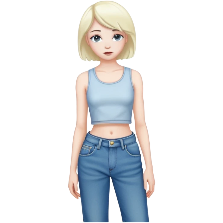 Femboy in crop top and baggy jeans pale skin emoji
