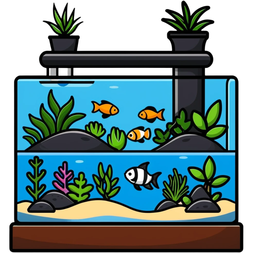 decorative home aquarium with plants emoji