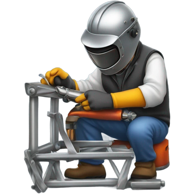 Welder welding a roll cage on a racecar emoji