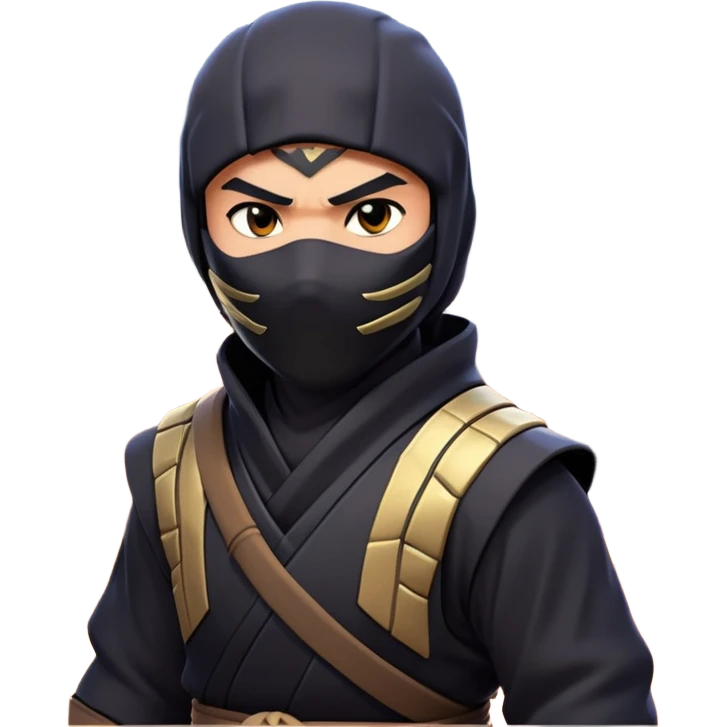 clash-of-clans-aesthetic_-cinematic-mysterious-male-ninja-portrait-emoji, rendered in a flat, vector-style with minimal shading and bold, simplified shapes, with a head slightly turned revealing intense, focused eyes, perched crouched next to an agile trained panther tiger with glossy fur moving silently through shadowed urban rooftops and moonlit alleyways. emoji