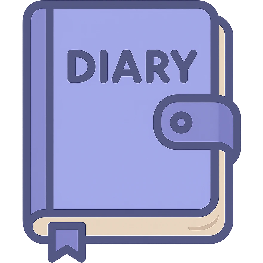 periwinkle diary journal notebook, twitter emoji style emoji