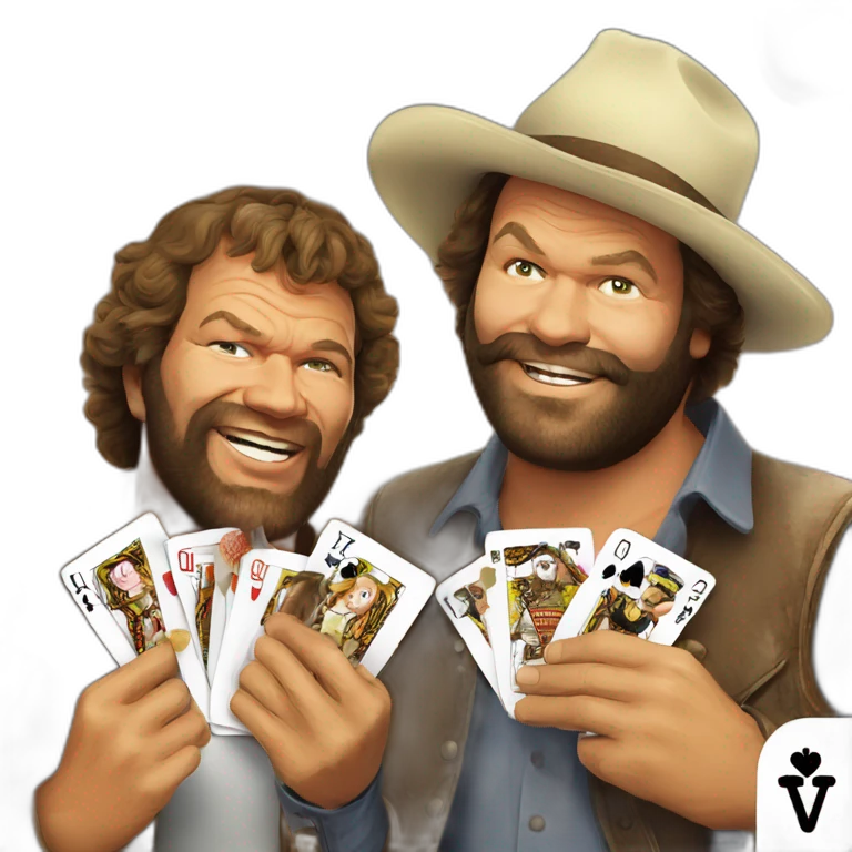 Terence hill playing cards with Bud Spencer emoji