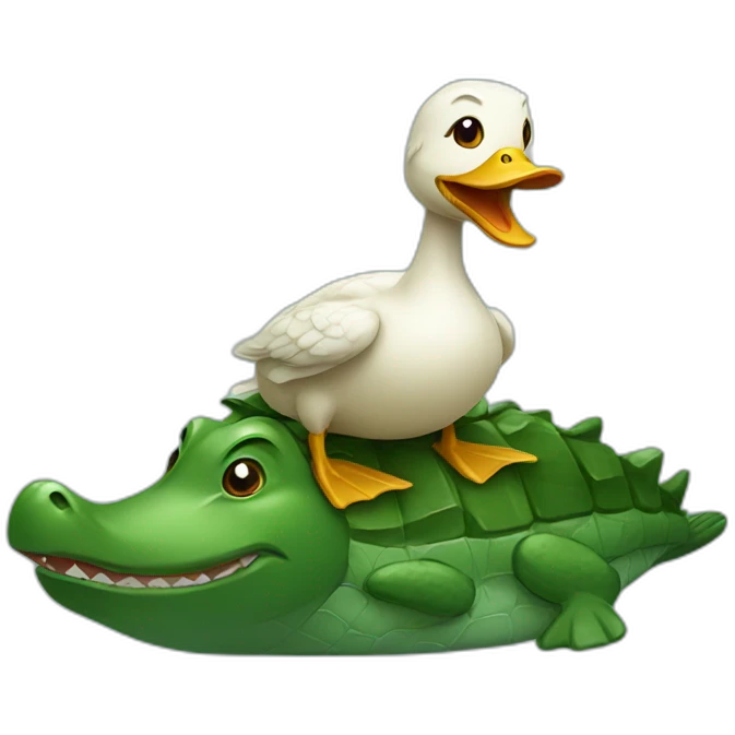 Duck riding a crocodile  emoji