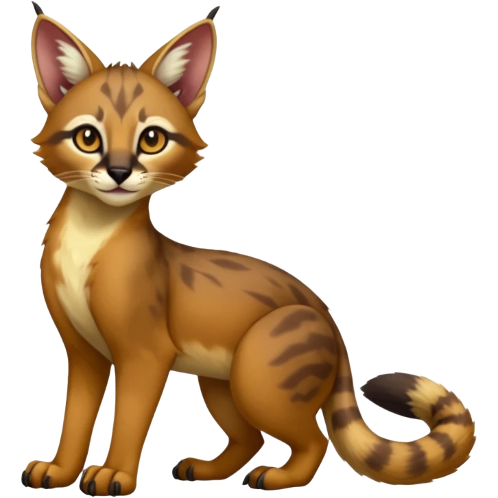  glorious divine exotic cute cool beautiful shiny beautiful fantasy-caracal-civet-genet-sergal-vernid-Cacomistle-oncilla-animal-Fakémon-hybrid-fursona (full body) emoji