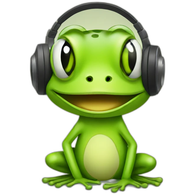 cartoon frog listening to music emoji
