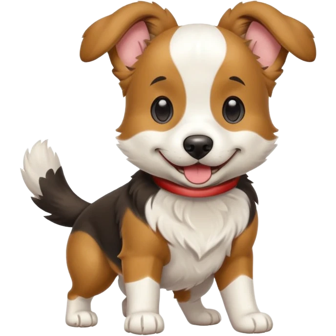 собака породи ауссі триколор з передніми білими лапками грається emoji