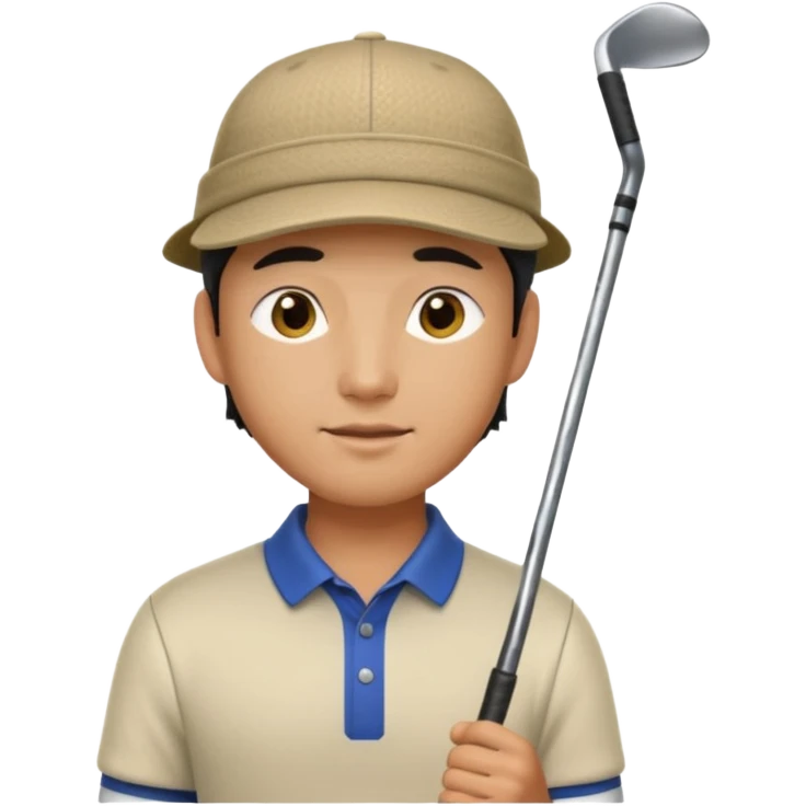 Asian male golfer upper body wearing hat emoji