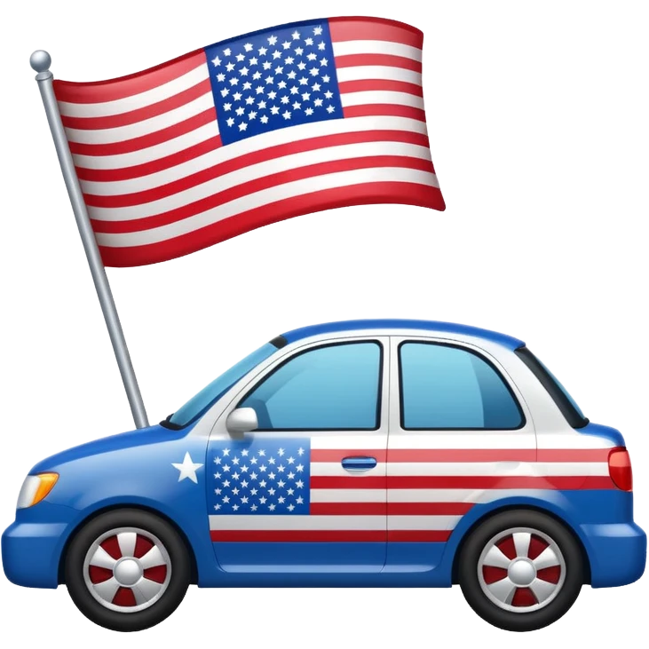 A car with a flag orUSA emoji