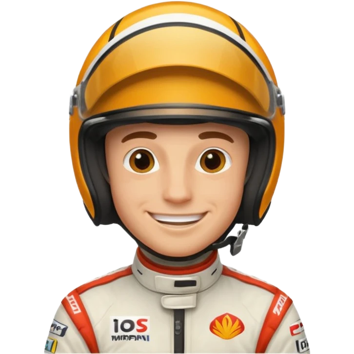 Male F1 racer, helmet on, racing suit emoji