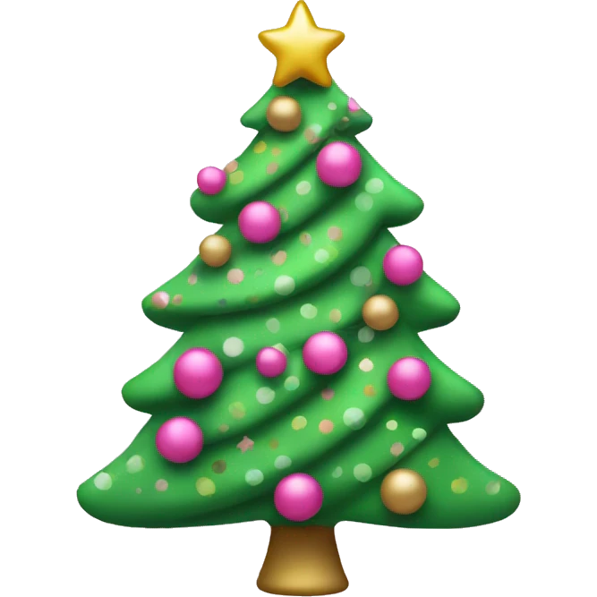 Pink & green Christmas tree emoji