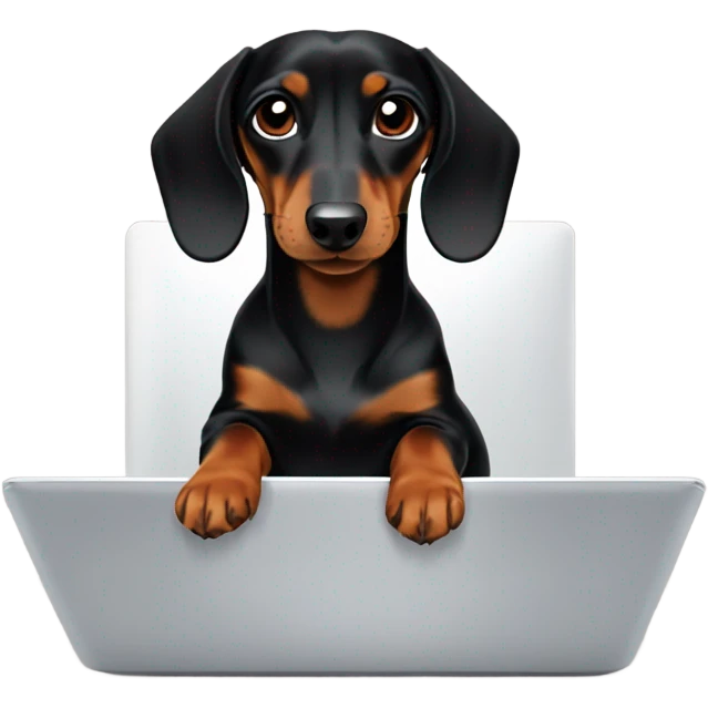 black tan dachshund with laptop emoji
