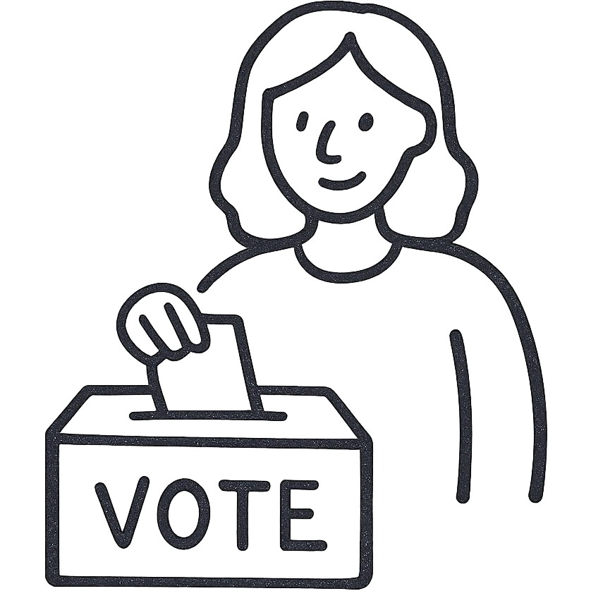 woman voting, hand-drawn sketch style emoji