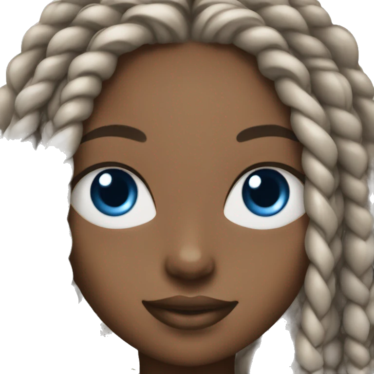 Black girl with box braids and blue eyes emoji