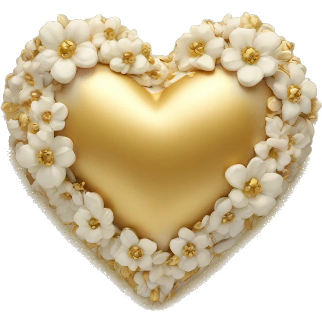 Golden heart with a floral pattern on it  emoji