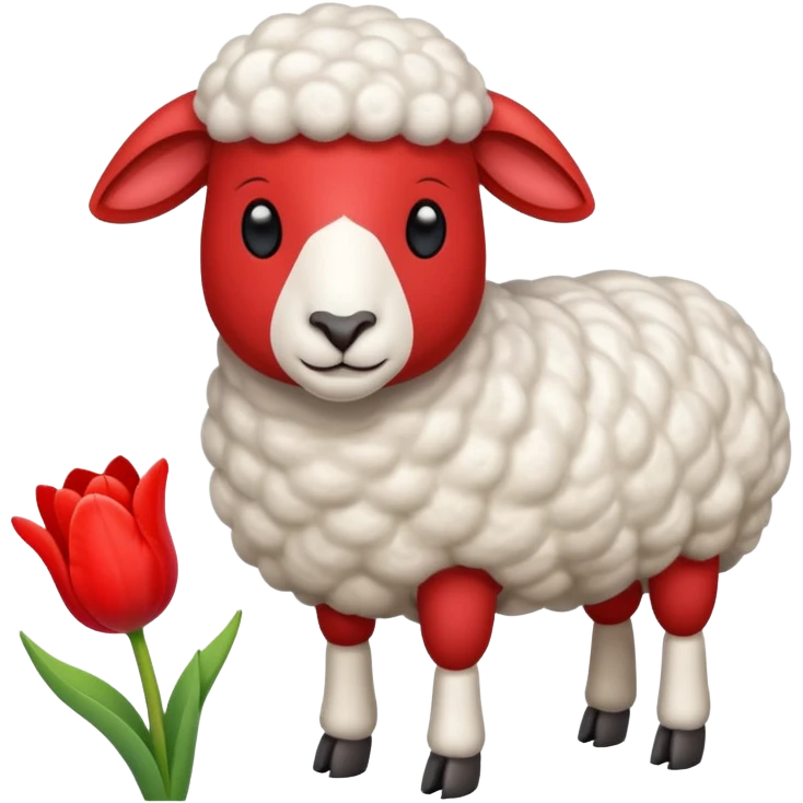 Oveja con un tulipán Al lado emoji