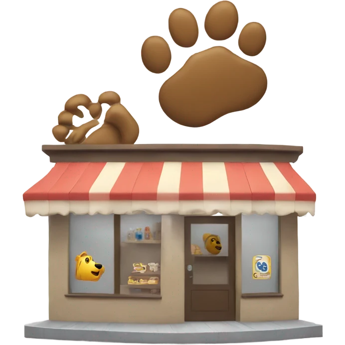 a paw store with a paw sign from half side view  emoji