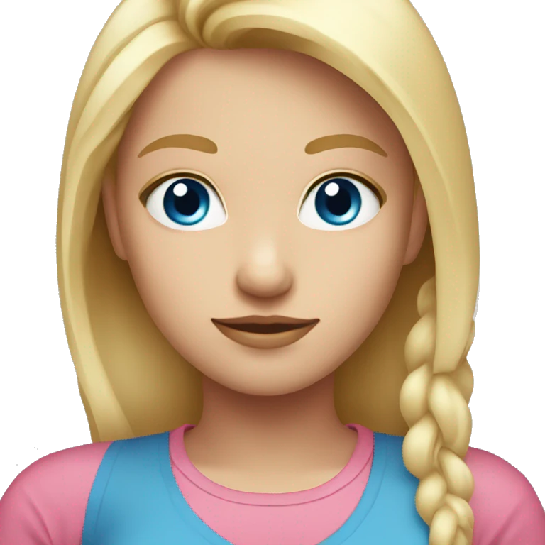 girl with blonde hair and blue eyes and pink shirt emoji