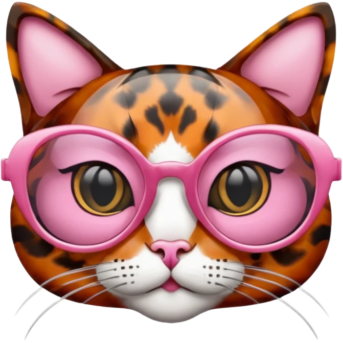 Rose pink glasses, cat type. emoji