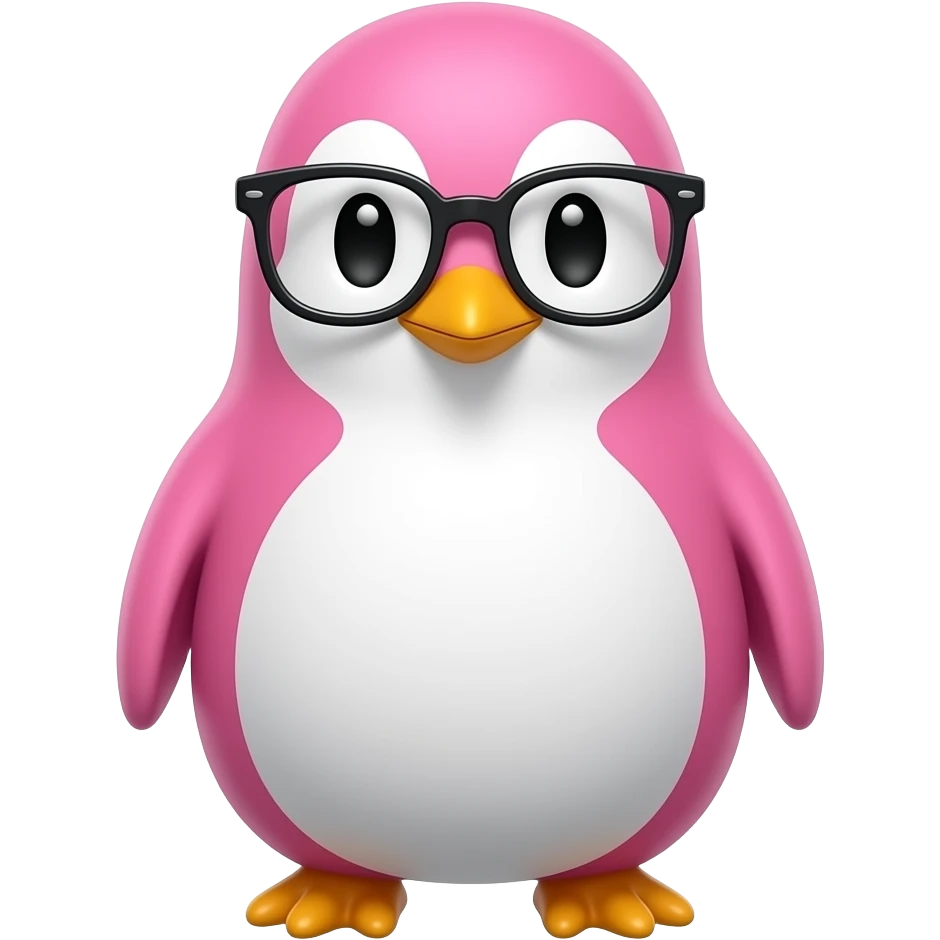 pink and white ping standing pose front view wear glasses emoji
