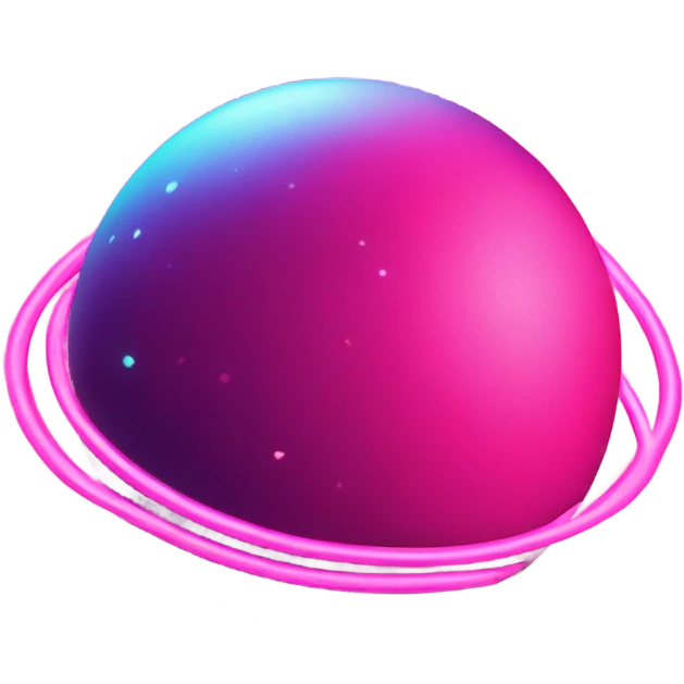 Neon pink planet with glowing rings and hearts  emoji