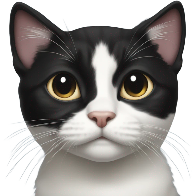 Tuxedo cat with round black blotch  under whiskers emoji