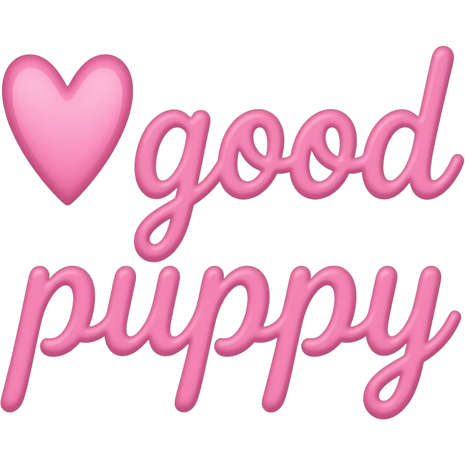 pink cursive feminine text that says "♥good puppy" emoji