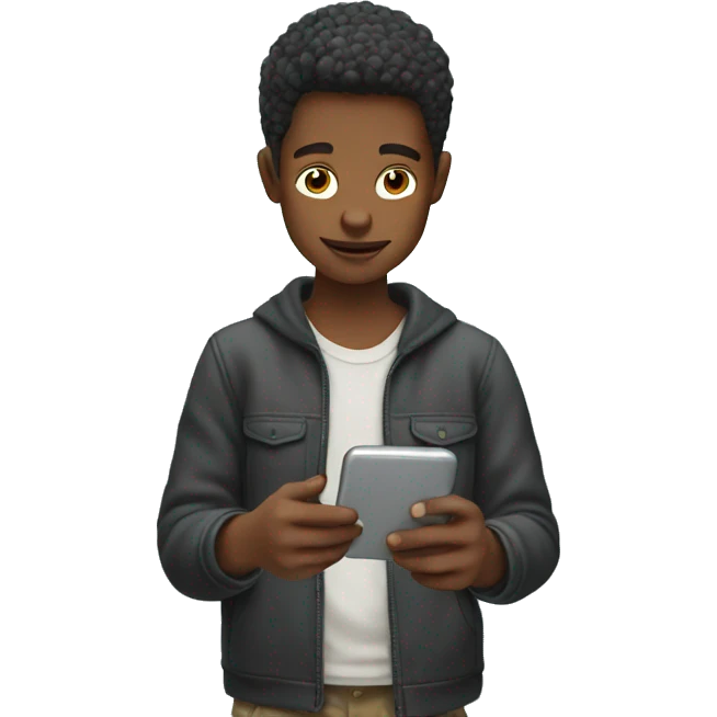 Boy using phone emoji