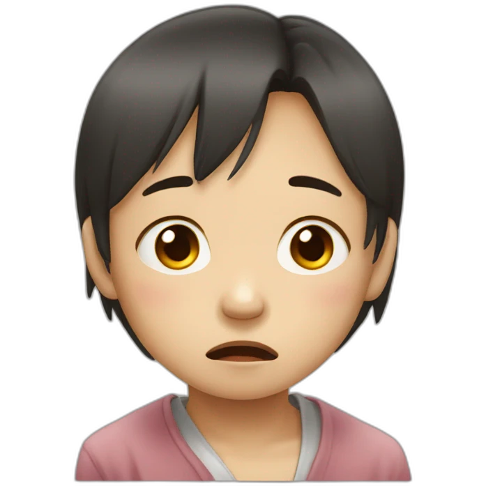 crying asian child in tears emoji