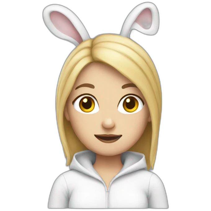 White Female wearing rabbit costume emoji